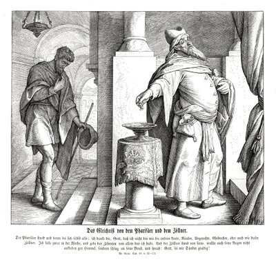O fariseu e o publicano, Evangelho de Lucas de Julius Schnorr von Carolsfeld