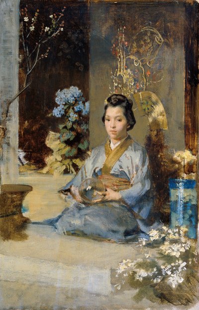 Mulher japonesa em um quarto de Julius Victor Berger