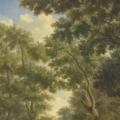 Arcadian Landscape, um de uma série de dez murais na sala do jardim do andar principal da casa de Amsterdã Herengracht 524 de Jurriaan Andriessen