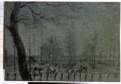 ""O Portão de Utrecht na Holanda"" Desenho de giz por Jurriaan Andriessen (1742-1819) 1797 Museu Pushkin, Moscou de Jurriaan Andriessen