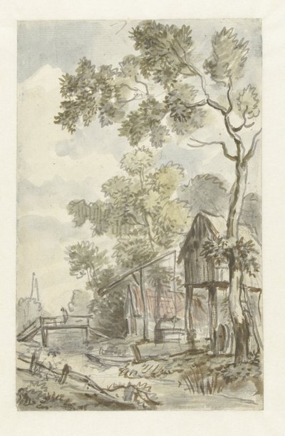 Design para pintura de papel de parede com uma paisagem holandesa de Jurriaan Andriessen