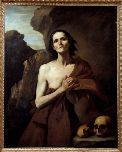 Retrato de Santa Maria a Egípcia, Pintura Penitente no Deserto (Vanita) de José de Ribera dit il Spagnoletto "os Espanhóis" (1591-1652) de Jusepe de Ribera