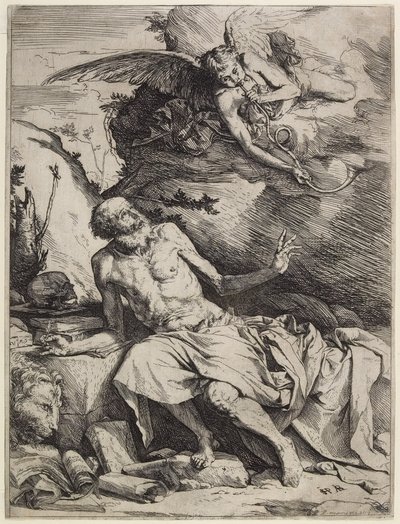São Jerônimo Ouvindo a Trombeta do Juízo Final, c. 1621 de Jusepe de Ribera