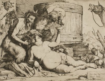 Silenus na cuba de vinho de Jusepe de Ribera