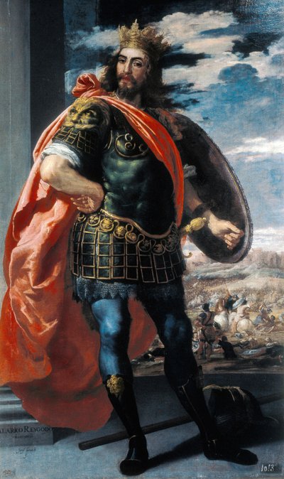 Representação do Rei Visigodo Alarico II (484-507) (óleo sobre tela) de Jusepe or Jose (c.1605 1656) Leonardo