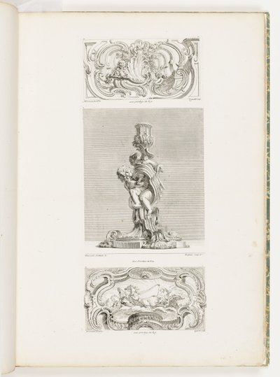 Painel Ornamental com Fonte de Concha ladeado por Guirlandas e Volutas, pl. 22 na Oeuvre de Juste-Aurèle de Juste Aurèle Meissonnier