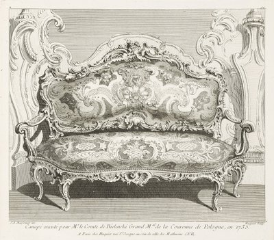 Sofá executado para o Conde de Bielinski Grande Mestre da Coroa da Polónia em 1735; Sofá executado para o Conde de Bielinski em 1735, 4.ª placa de Juste Aurèle Meissonnier