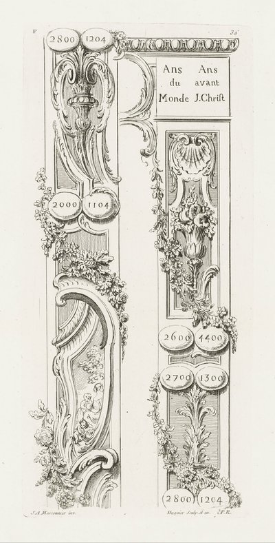 Desenho de fragmentos da fronteira de Juste Aurèle Meissonnier