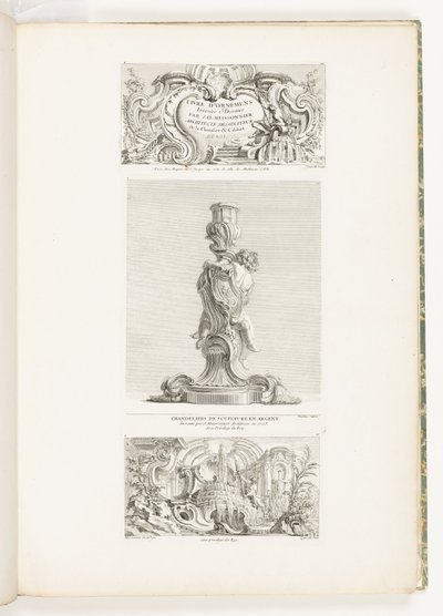 Livros de ornamentos inventados e desenhados pelo arquiteto JA Meissonnier, desenhista do quarto e gabinete DU ROI, pl. 20 em Obras de Juste-Aurèle Meissonnier de Juste Aurèle Meissonnier