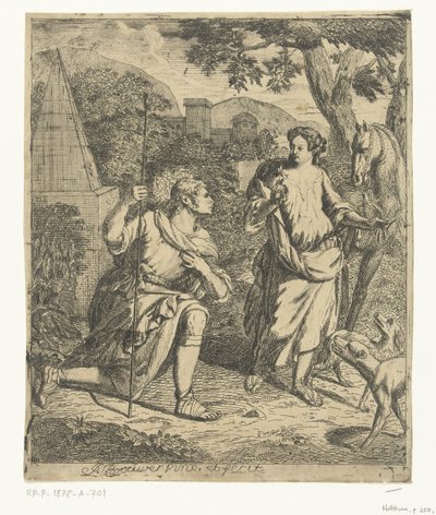 Cena pastoral coloca Granida em Daifilo de Justus Brouwer
