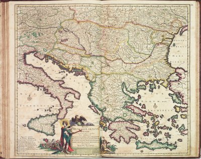 Atlas de Justus Danckers: Hungria e Grécia, c.1688 (gravura a cores) de Justus Danckertsz