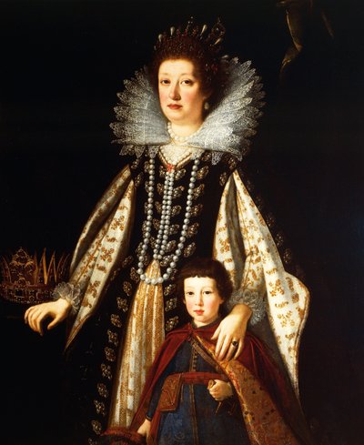 Retrato da Arquiduquesa Maria Maddalena da Áustria com seu filho Fernando II de Justus Sustermans