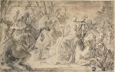 Zenobia cercada por soldados montados de Justus van Egmont