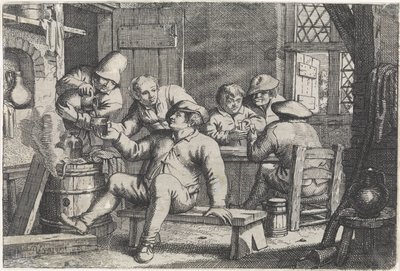 Interior com agricultores a jogar às cartas de Justus van den Nijpoort