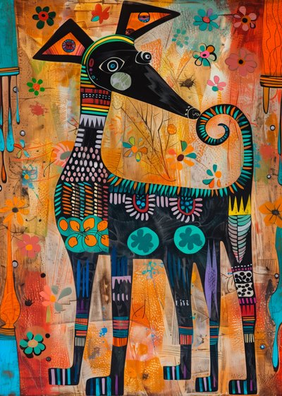 Cão Folclórico Colorido de Justyna Jaszke