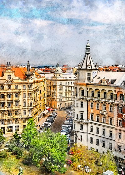 Vista de uma cidade histórica europeia de Justyna Jaszke