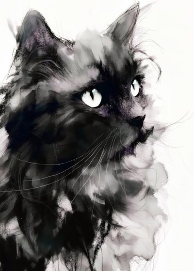 Retrato misterioso de gato preto de Justyna Jaszke