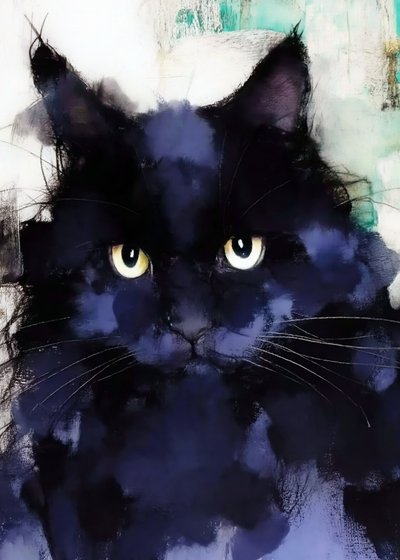 Misterioso retrato de gato preto de Justyna Jaszke