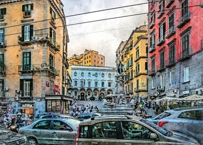 Aquarela da cidade de Nápoles, Itália (13) de Justyna Jaszke
