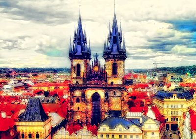 As torres da Cidade Velha de Praga de Justyna Jaszke