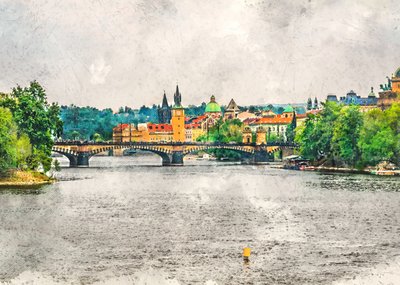 Paisagem urbana do rio de Praga de Justyna Jaszke