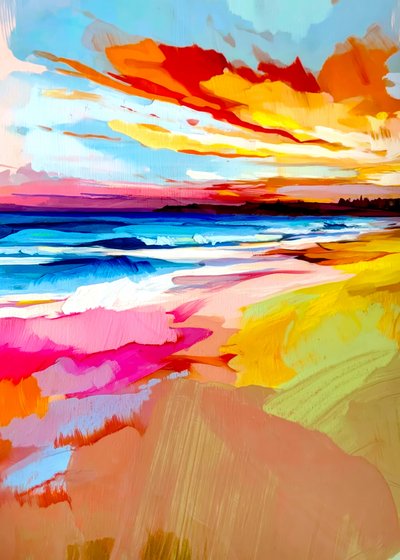 Pôr-do-sol vibrante na praia de Justyna Jaszke