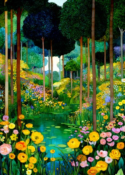 Lago na Floresta-Jardim Cheio de Vida de Justyna Jaszke