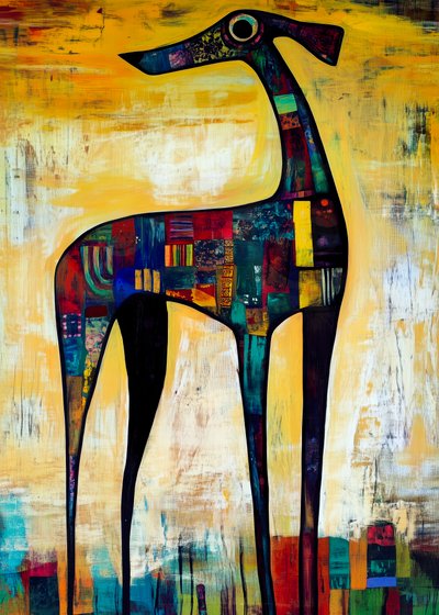 Cão com patchwork colorido de Justyna Jaszke