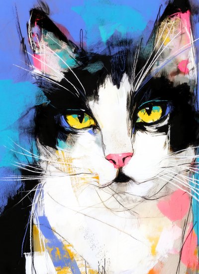 Gato Tuxedo Vibrante de Justyna Jaszke