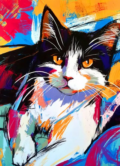 Gato Tuxedo Vibrante de Justyna Jaszke