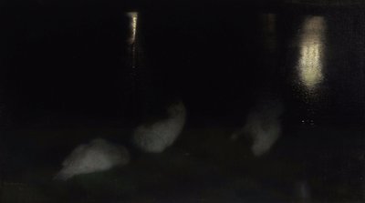 Noturno. Cisnes no Jardim Saxão em Varsóvia à noite de Jozef Pankiewicz