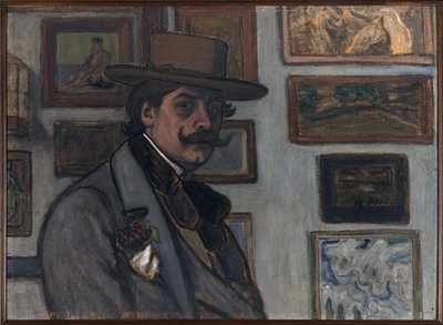 Auto-retrato em um chapéu marrom, 1897. de József Rippl Rónai