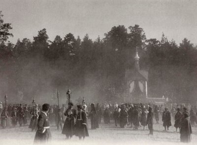Procissão de Páscoa, Mosteiro de Sarov, Rússia, 1903 de K. von Hahn