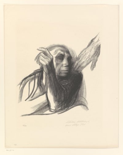 Käthe Kollwitz como uma mulher idosa com a mão no ombro
Ruf des Todes (título original)
Morte (título da série)
Tod (título original da série) de Käthe Kollwitz (signed by artist)
