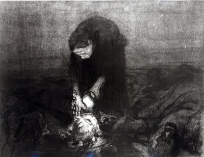 Depois da Batalha, da série &39;The Peasants&39; Revolt &39;, 1907 (gravura, gravura e aquatinta) de Käthe Kollwitz