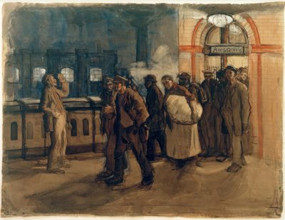 K.Kollwitz, trabalhador que retornou à estação de Lehrter de Käthe Kollwitz