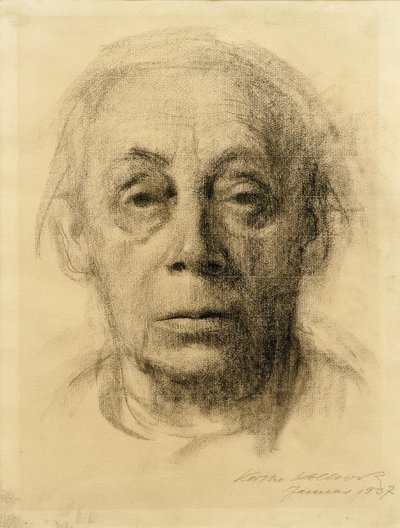 Auto-retrato em face de Käthe Kollwitz