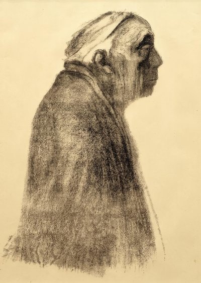 Auto-retrato no perfil à direita de Käthe Kollwitz