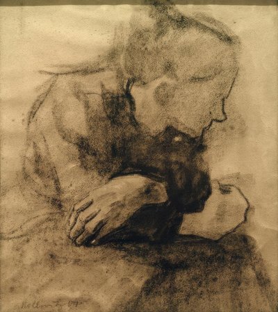 Mulher sentada trabalhador de Käthe Kollwitz