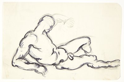 Estudo do homem nu reclinado. Estudo para a figura de Adão no grupo "A Eva desperta" de Kai Nielsen