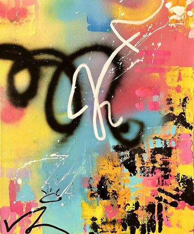 Graffiti abstrato colorido de Kajsa Bergström