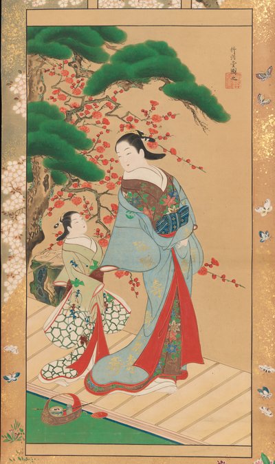 Courtesan e Attendant no início da Primavera, início do século XVIII. de Kakondo
