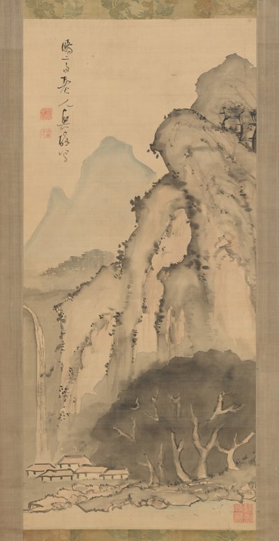 Paisagem com cachoeira, ca. 1817 de Kameda Bosai