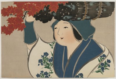 Flowers of a Hundred Worlds (Momoyogusa): Kindling Salesgirl (Kurokiuri) de Kamisaka Sekka