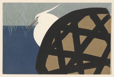 Garça branca, 1909 (impressão em xilogravura) de Kamisaka Sekka