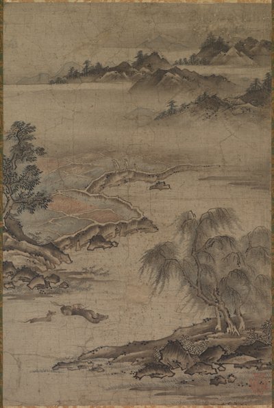 Cultivo e pastoreio de búfalos no verão, meados de 1500. de Kanô Jushin
