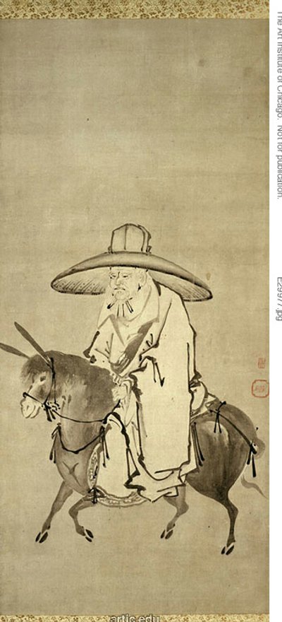O poeta Du Fu montado num burro de Kanô Shigenobu