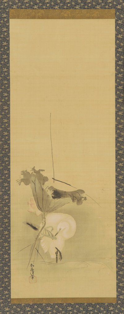 Heron e Lotus, período Edo, meados do século XVIII. de Kanô Yôboku Tsunenobu