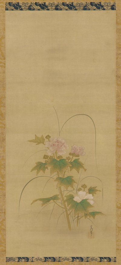 Hibiscus parte de um conjunto, período Edo, meados do século XVII - início do século XVIII. de Kanô Yôboku Tsunenobu