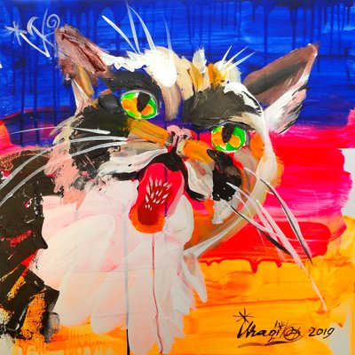 Gato abstrato colorido de Kanat Ibragimov
